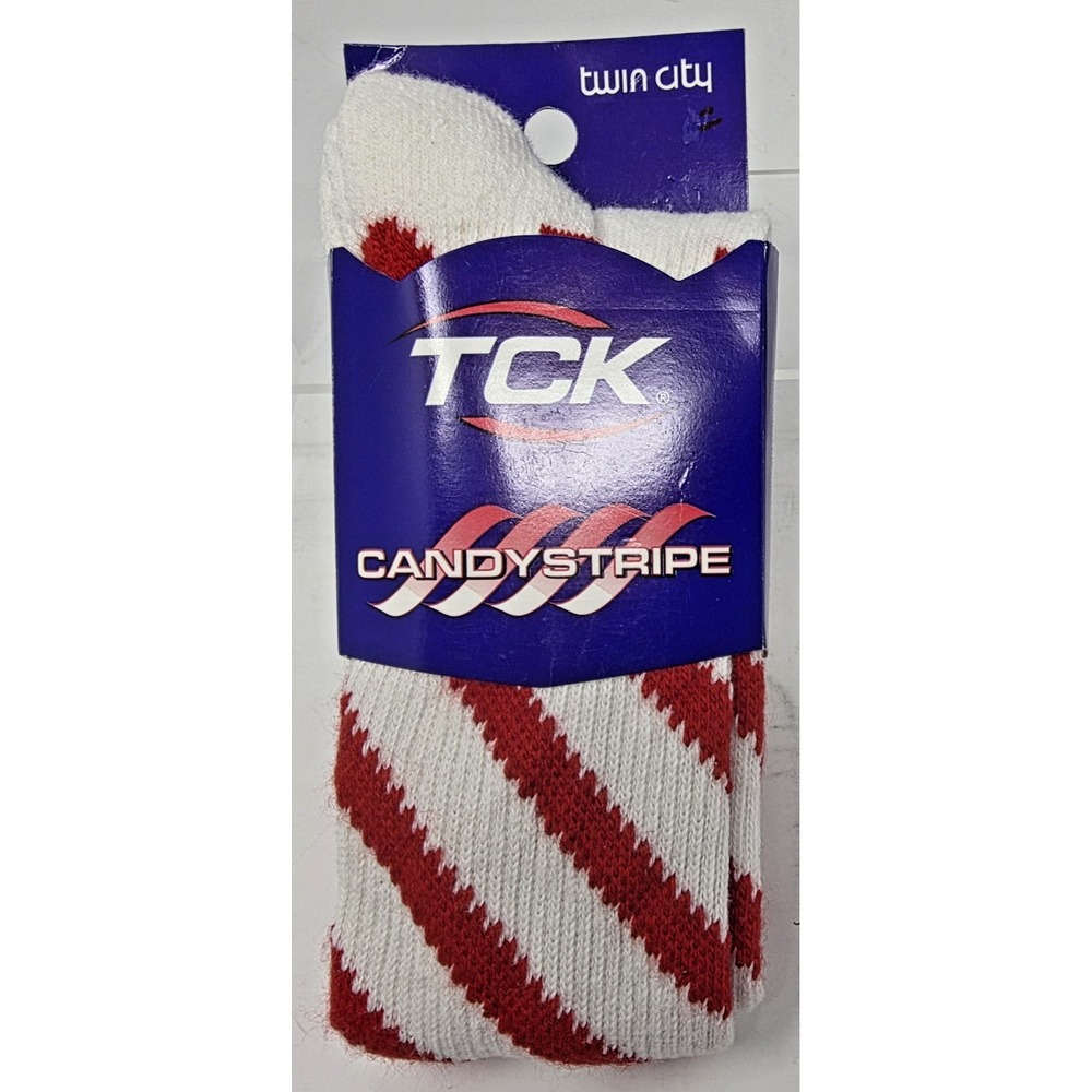 TCK R10CS Candy Stripe Athletic Socks Red White Twin City Knitting Small USA